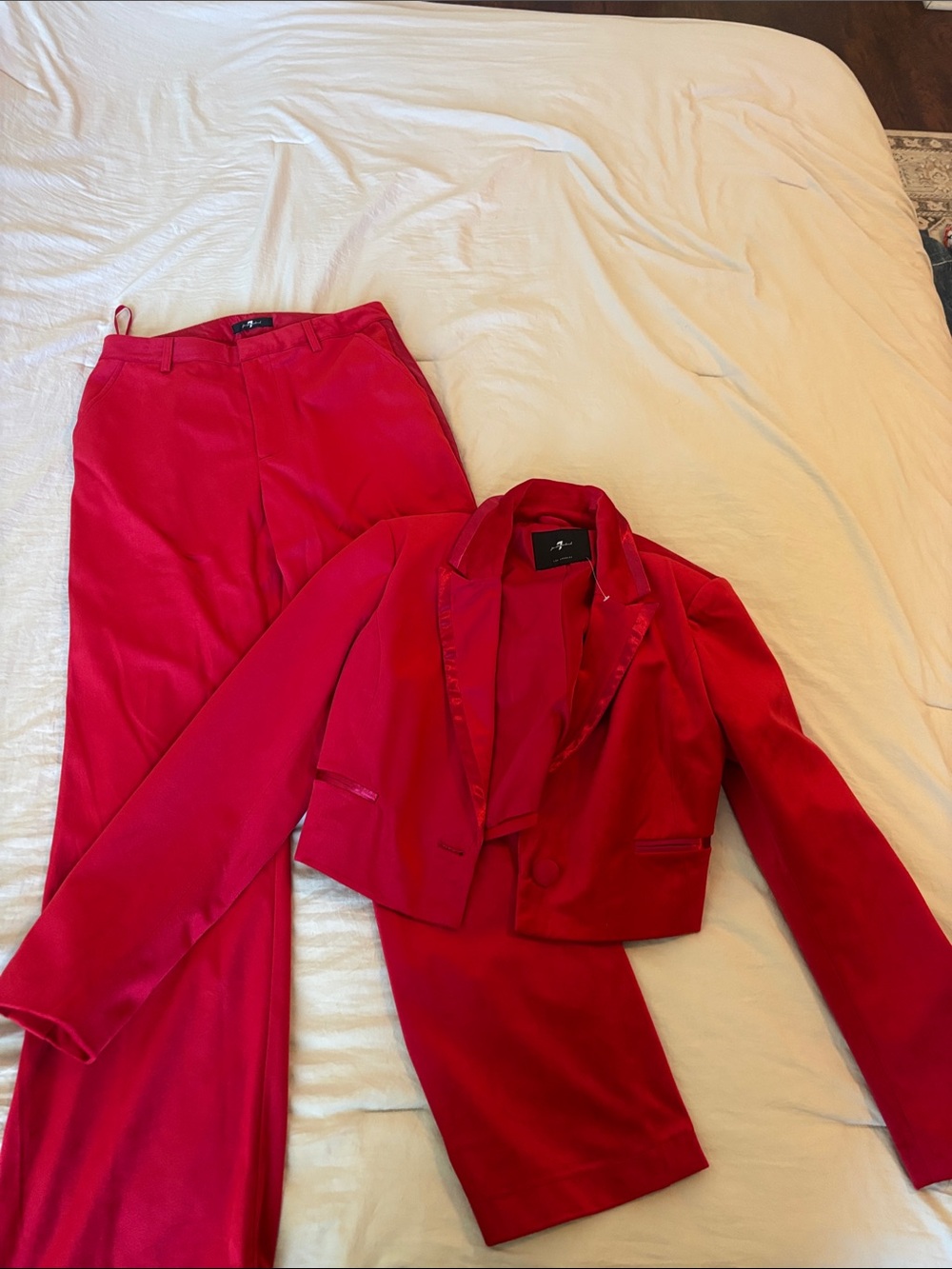 7 For All Mankind Red Cropped Blazer and Matching Trousers